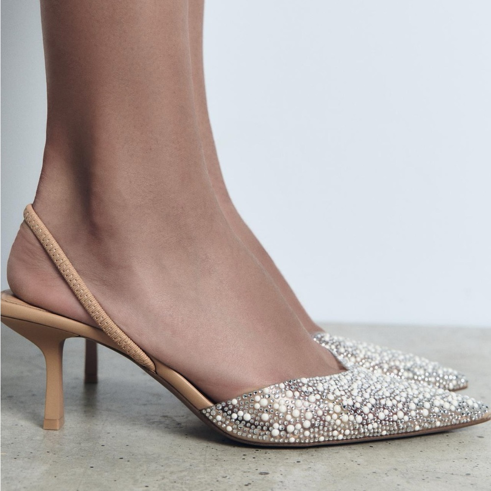 Zara pearl heel slingbacks. Never worn!!!